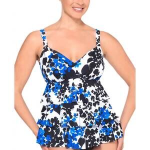 NEW SHAPE SOLVER triple tier one piece swimsuit in blue carmen